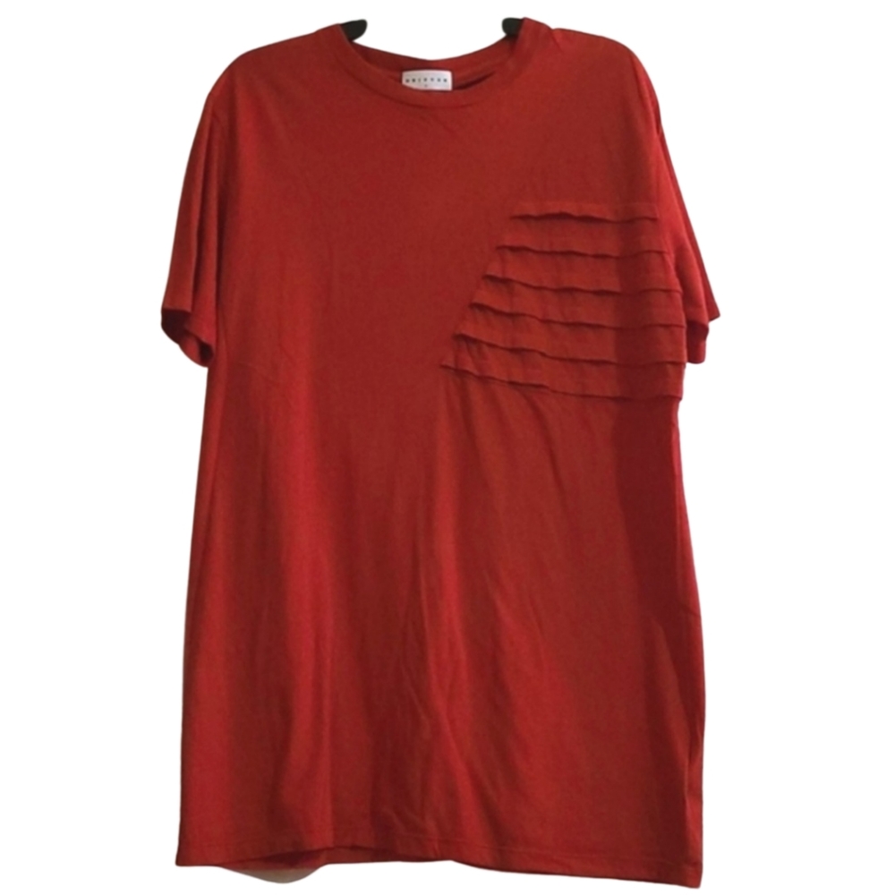 Drifter Red Oversized Ruffle Front Shirt Top Size Large L NWT NEW